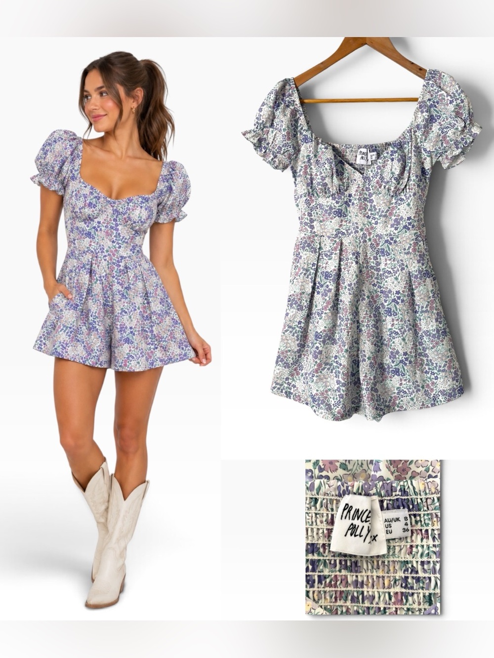 Princess Polly Floral Romper - Size 4